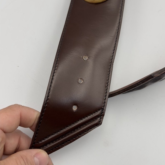 Vtg 80s 90s Conte Andreani Italian Brown Leather Statement Belt 90/36 - Picture 8 of 8